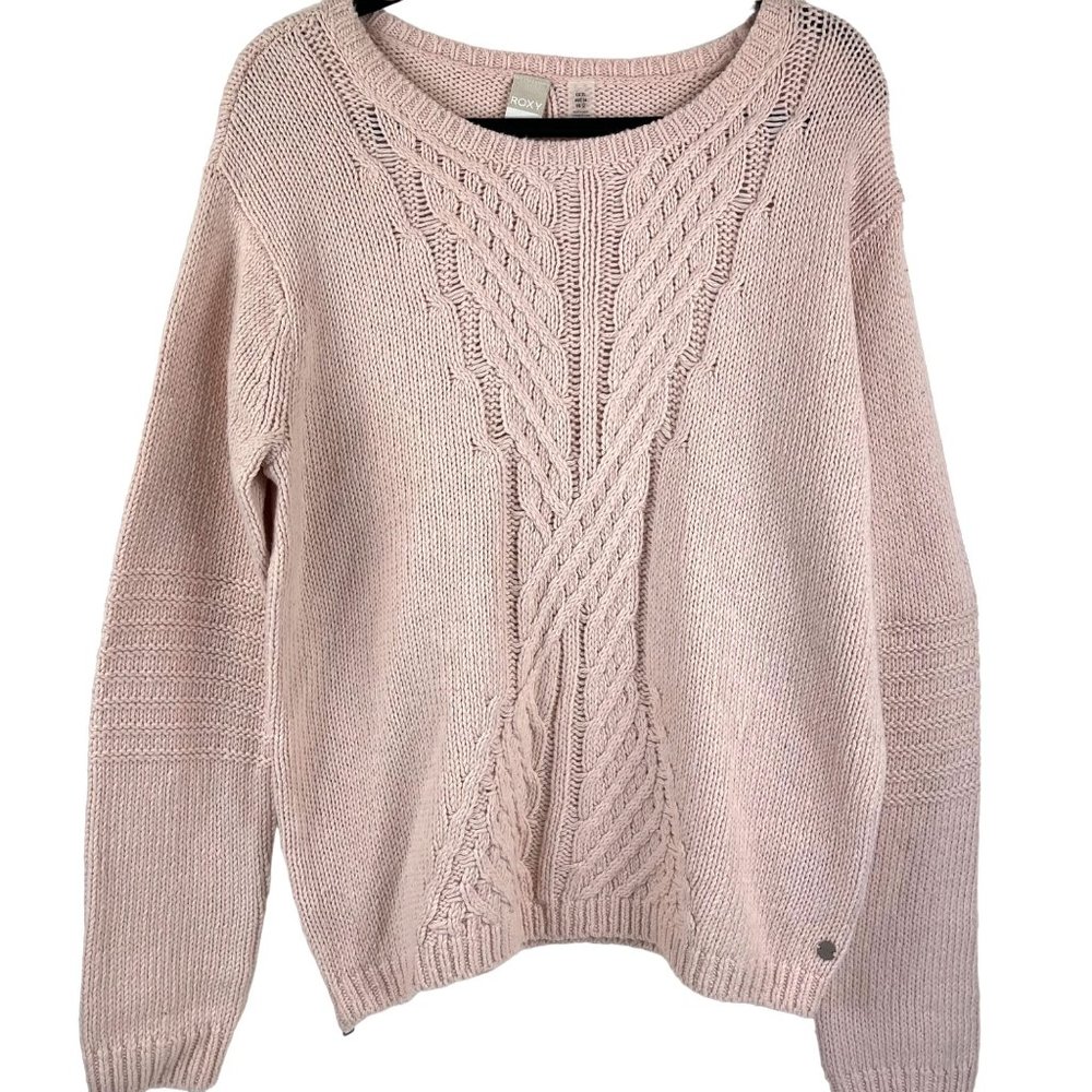 Roxy Rosette Glimpse of Romance Knit Long Sleeve Wool Blend Sweater Pink Size 12